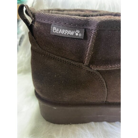 Bearpaw Womens Short Brown Suede Winter Boots With Plush Fleece Lining Size 10 - Picture 3 of 7